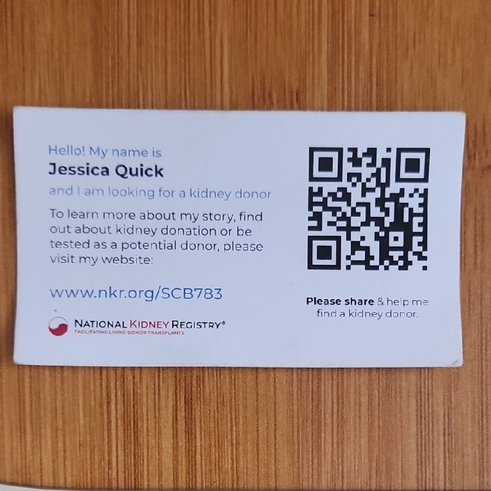National Kidney Registry Donor Card